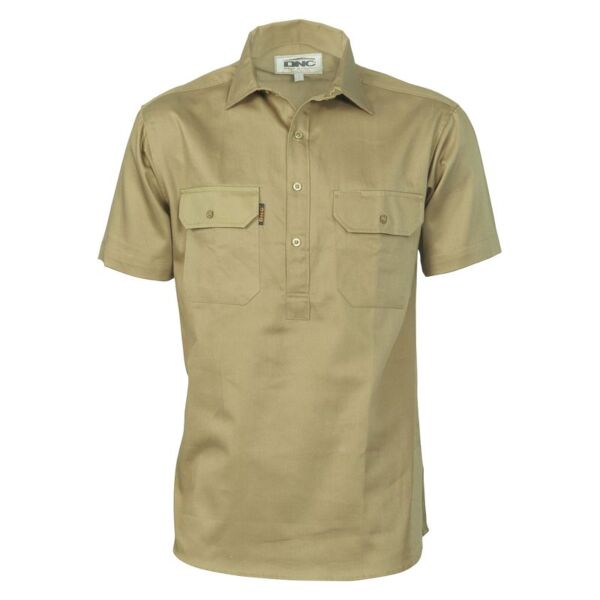 Cotton Drill Close Front Short Sleeve Work Shirt Thumbnail